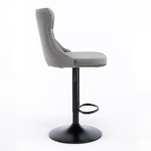 Load image into Gallery viewer, 4x Height Adjustable Swivel Bar Stool Velvet Nailhead Barstool with Footrest
