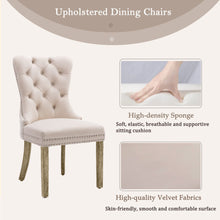 Load image into Gallery viewer, 4x Velvet Dining Chairs Upholstered Tufted Kithcen Chair with Solid Wood Legs Stud Trim and Ring-Beige