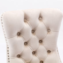 Load image into Gallery viewer, 4x Velvet Dining Chairs Upholstered Tufted Kithcen Chair with Solid Wood Legs Stud Trim and Ring-Beige