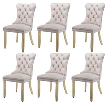 Load image into Gallery viewer, 6x Velvet Dining Chairs Upholstered Tufted Kithcen Chair with Solid Wood Legs Stud Trim and Ring-Beige