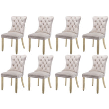 Load image into Gallery viewer, 8x Velvet Dining Chairs Upholstered Tufted Kithcen Chair with Solid Wood Legs Stud Trim and Ring-Beige