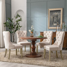 Load image into Gallery viewer, 8x Velvet Dining Chairs Upholstered Tufted Kithcen Chair with Solid Wood Legs Stud Trim and Ring-Beige