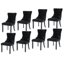 Load image into Gallery viewer, 8x Velvet Dining Chairs Upholstered Tufted Kithcen Chair with Solid Wood Legs Stud Trim and Ring-Black