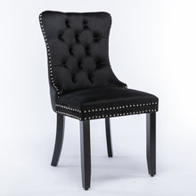 Load image into Gallery viewer, 8x Velvet Dining Chairs Upholstered Tufted Kithcen Chair with Solid Wood Legs Stud Trim and Ring-Black
