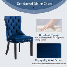 Load image into Gallery viewer, 8x Velvet Dining Chairs Upholstered Tufted Kithcen Chair with Solid Wood Legs Stud Trim and Ring-Blue