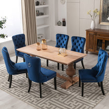 Load image into Gallery viewer, 8x Velvet Dining Chairs Upholstered Tufted Kithcen Chair with Solid Wood Legs Stud Trim and Ring-Blue
