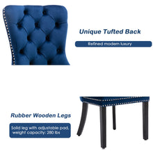 Load image into Gallery viewer, 8x Velvet Dining Chairs Upholstered Tufted Kithcen Chair with Solid Wood Legs Stud Trim and Ring-Blue