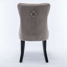 Load image into Gallery viewer, 8x Velvet Dining Chairs Upholstered Tufted Kithcen Chair with Solid Wood Legs Stud Trim and Ring-Gray