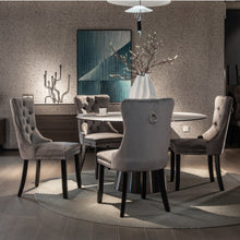 Load image into Gallery viewer, 8x Velvet Dining Chairs Upholstered Tufted Kithcen Chair with Solid Wood Legs Stud Trim and Ring-Gray