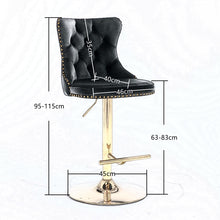 Load image into Gallery viewer, 4x Height Adjustable Swivel Bar Stool Velvet Studs Barstool with Footrest and Golden Base- Black