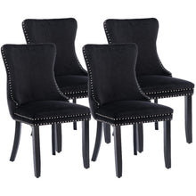 Load image into Gallery viewer, 4x Velvet Upholstered Dining Chairs Tufted Wingback Side Chair with Studs Trim Solid Wood Legs for Kitchen