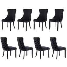 Load image into Gallery viewer, 8x Velvet Upholstered Dining Chairs Tufted Wingback Side Chair with Studs Trim Solid Wood Legs for Kitchen