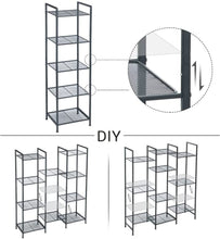 Load image into Gallery viewer, SONGMICS Bathroom Shelf 5-Tier Storage Rack with Adjustable Shelf Black BSC35BK