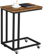 Load image into Gallery viewer, VASAGLE End Table Side Table Coffee Table with Steel Frame and Castors Rustic Brown and Black LNT50X