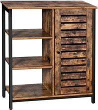 Load image into Gallery viewer, VASAGLE Storage Cabinet Cupboard Multipurpose Cabinet 3 Shelves and a Cabinet with Door Rustic Brown and Black LSC74BX