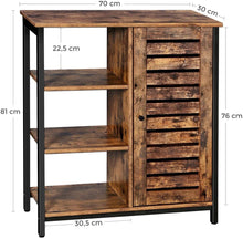 Load image into Gallery viewer, VASAGLE Storage Cabinet Cupboard Multipurpose Cabinet 3 Shelves and a Cabinet with Door Rustic Brown and Black LSC74BX