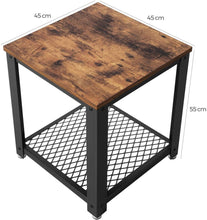 Load image into Gallery viewer, VASAGLE Coffee Table with Mesh Shelf Rustic Brown and Black LET41X