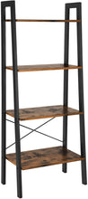 Load image into Gallery viewer, VASAGLE Ladder Shelf 4-Tier Industrial Storage Rack for Living Room Rustic Brown and Black LLS44X