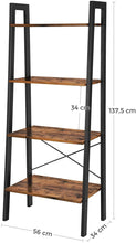 Load image into Gallery viewer, VASAGLE Ladder Shelf 4-Tier Industrial Storage Rack for Living Room Rustic Brown and Black LLS44X