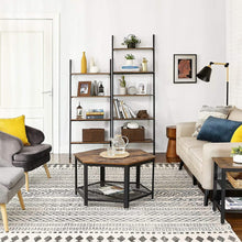 Load image into Gallery viewer, VASAGLE Industrial Ladder Shelf 5-Tier Bookshelf Rack Wall Shelf for Living Room Kitchen Office Stable Steel Leaning Against the Wall Rustic Brown and Black LLS46BX