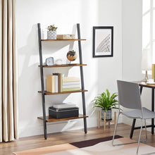 Load image into Gallery viewer, VASAGLE Ladder Shelf 4-Tier Rustic Brown and Black LLS43BX