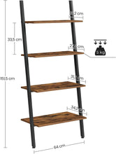 Load image into Gallery viewer, VASAGLE Ladder Shelf 4-Tier Rustic Brown and Black LLS43BX
