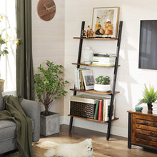 Load image into Gallery viewer, VASAGLE Ladder Shelf 4-Tier Rustic Brown and Black LLS43BX