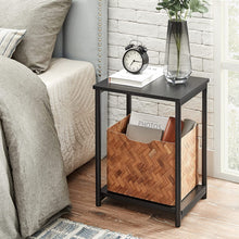 Load image into Gallery viewer, VASAGLE Side Table Set of 2 Charcoal Gray and Black with Storage Shelf LET272B16