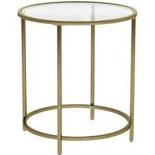 Load image into Gallery viewer, VASAGLE Round Side Table Tempered Glass End Table With Golden Metal Frame Small Coffee Table Gold LGT20G