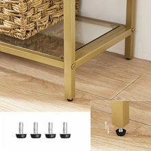 Load image into Gallery viewer, VASAGLE Bookshelf 5 Tier Tempered Glass with Gold Metal Frame LGT050A01