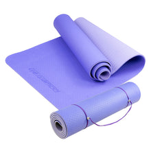 Load image into Gallery viewer, Powertrain Eco-friendly Dual Layer 8mm Yoga Mat | Light Purple | Non-slip Surface And Carry Strap For Ultimate Comfort And Portability
