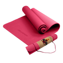 Load image into Gallery viewer, Powertrain Eco-friendly Dual Layer 6mm Yoga Mat | Pink | Non-slip Surface And Carry Strap For Ultimate Comfort And Portability