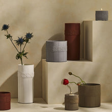 Load image into Gallery viewer, Tree Stripes Leather Look Cylinder Pot - Cognac (Extra Large)