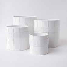Load image into Gallery viewer, Tree Stripes Leather Look Cylinder Pot - White (Extra Large)