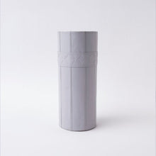 Load image into Gallery viewer, Tree Stripes Leather Look Cylinder Vase - Light Grey
