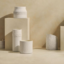 Load image into Gallery viewer, Tree Stripes Leather Look Cylinder Vase - White