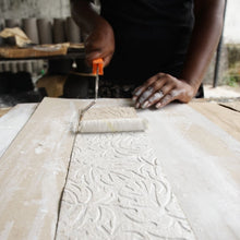 Load image into Gallery viewer, Tree Stripes Cylinder Pot Monstera - Morning Mist (Small)