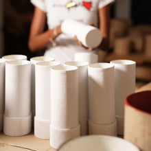 Load image into Gallery viewer, Tree Stripes Textured Base Bud Vase in Snow White