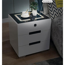 Load image into Gallery viewer, Smart Bedside Tables Finger Print Lock Side 3 Drawers Wireless Charging USB Nightstand LED AU
