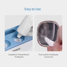 Load image into Gallery viewer, Ecoco Wall-Mounted Toothbrush Holder with 2 Toothpaste Dispensers 4 Cups and 5 Toothbrush Slots Toiletries Bathroom Storage Rack (Pink)