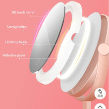 Load image into Gallery viewer, Ecoco Smart LED Light Cosmetic Makeup Mirror USB Touch Screen Home Desk Vanity 360° Pink