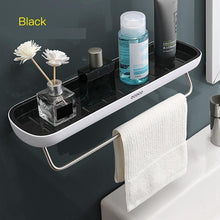Load image into Gallery viewer, Bathroom Shelves Organizer Wall Mount Home Towel shelf Shampoo Rack With Towel Bar Storage Rack Bathroom Accessories Black