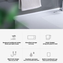 Load image into Gallery viewer, Ecoco Wall-Mounted Toothbrush Holder with 4 Cups and 4 Toothbrush Slots Toiletries Bathroom Storage Rack Grey