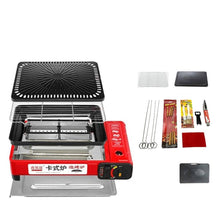 Load image into Gallery viewer, Portable Gas Stove Burner Butane BBQ Camping Gas Cooker With Non Stick Plate Red with Fish Pan and Lid