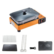 Load image into Gallery viewer, Portable Gas Stove Burner Butane BBQ Camping Gas Cooker With Non Stick Plate Orange without Fish Pan and Lid