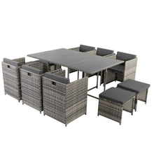 Load image into Gallery viewer, Bali 11 Piece Outdoor Dining Set - Grey