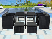 Load image into Gallery viewer, Horrocks 8 Seater Outdoor Dining Set – Black