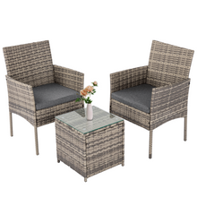 Load image into Gallery viewer, 2 Seater PE Rattan Outdoor Furniture Chat Set- Mixed Grey