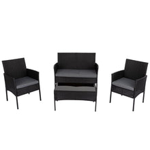 Load image into Gallery viewer, 4 Seater Wicker Outdoor Lounge Set - Black
