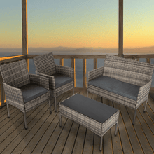 Load image into Gallery viewer, 4 Seater Wicker Outdoor Lounge Set - Mixed Grey